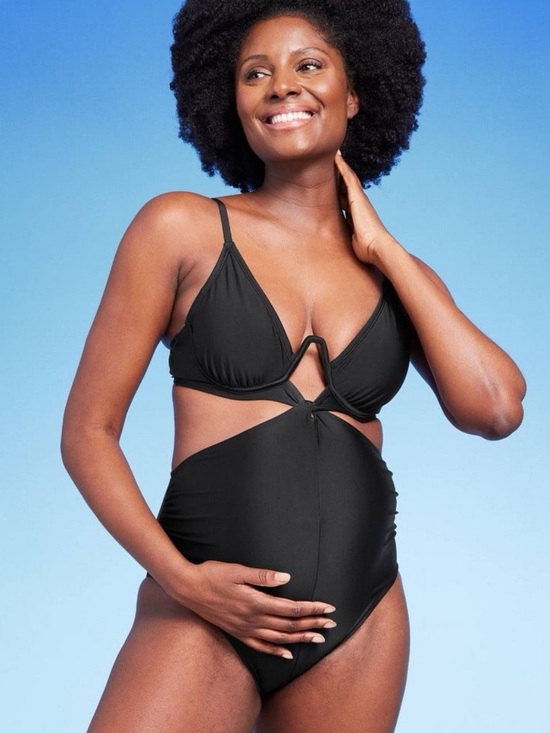 Isabel Maternity by Ingrid & Isabel Other - ISABEL MATERNITY Black Twist Front One Piece Sleek Design Swimsuit Size S NWT